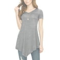 thumbnail image 4 of Made by Johnny Women's V-Neck Asymmetrical Tunic Top S HEATHER_GREY, 4 of 6