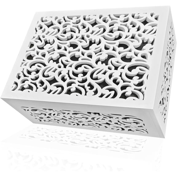 Doorbell Chime Box Cover, 9.1x7.1x3.3 Inch Wooden Door Bell Chime Cover, White Indoor Doorbell Cover Box for Wall, Fits Most Standard Doorbell Chimes