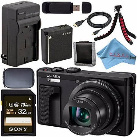 Panasonic Lumix DMC-ZS60 Digital Camera (Black) DMC-ZS60-K + DMW-BLG10 Lithium Ion Battery + External Rapid Charger + Sony 32GB SDHC Card + Small Case + Flexible Tripod
