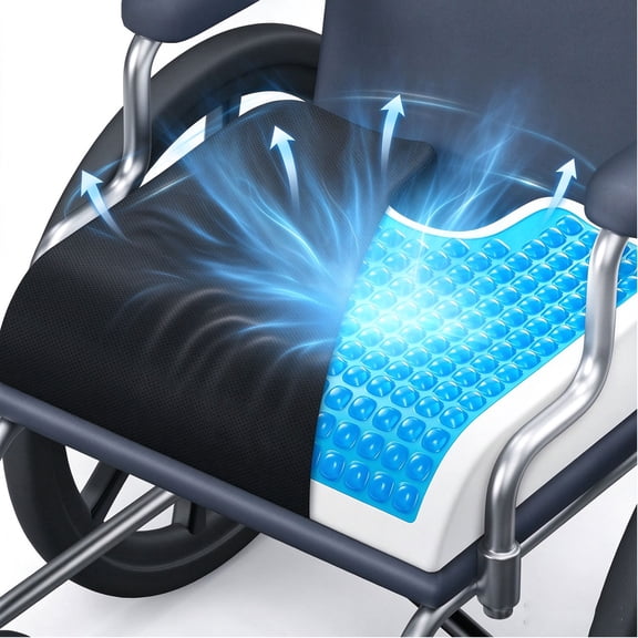 Liwantech Gel Memory Foam Coccyx Cushion, Ergonomic Non-Slip Tailbone Support, 18x16x3 in for Office, Car & Wheelchair, Black