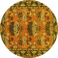 thumbnail image 1 of Ahgly Company Machine Washable Indoor Round Persian Yellow Traditional Area Rugs, 4' Round, 1 of 4