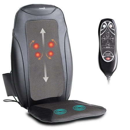 Motor Heated Massage Mat - Gymax Shiatsu Massage Cushion Massager Chair Seat Vibration Rolling Heating Home Car