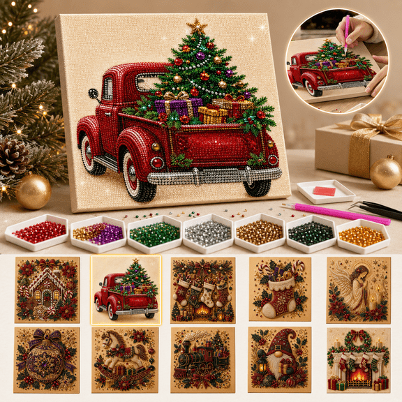 DIY Christmas Pearl Diamond Painting Art Kit, 3D Pearl Beads Art Craft for Adults Beginners, Holiday Diamond Painting Wall Decor with Frame, Multiple Sizes Available