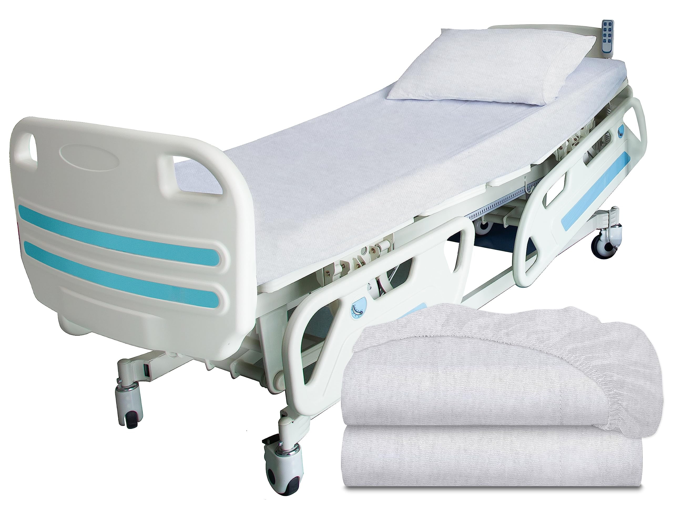 White Classic Fitted Hospital Bed Sheets, Soft Jersey Knitted T-Shirt