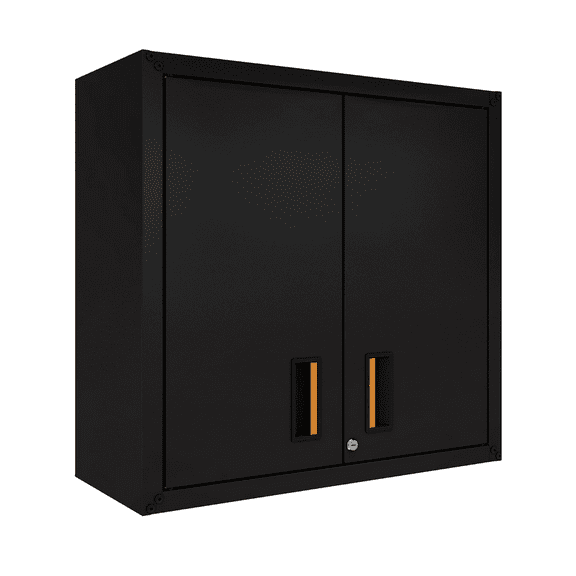 itbe Floating Garage Storage Cabinet - Heavy-Duty Wall Mount Steel Cabinet, Lockable 2-Door Design, Removable Shelf, 44 lbs Capacity, Ready-to-Assemble Metal Garage Organizer (Black)