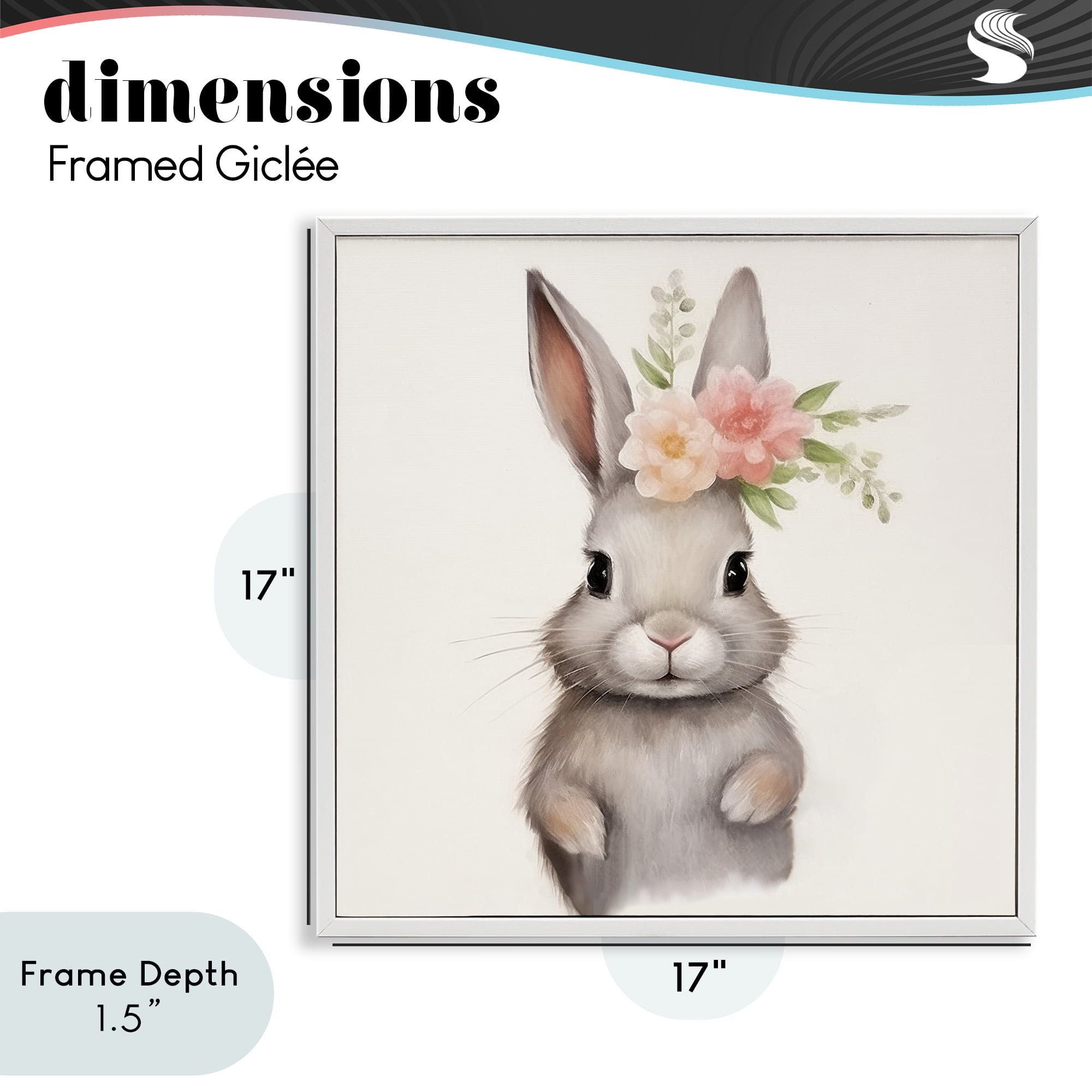 Stupell Industries Sweet Floral Crowned Bunny White Framed Giclee Art, design by Lazar Studio