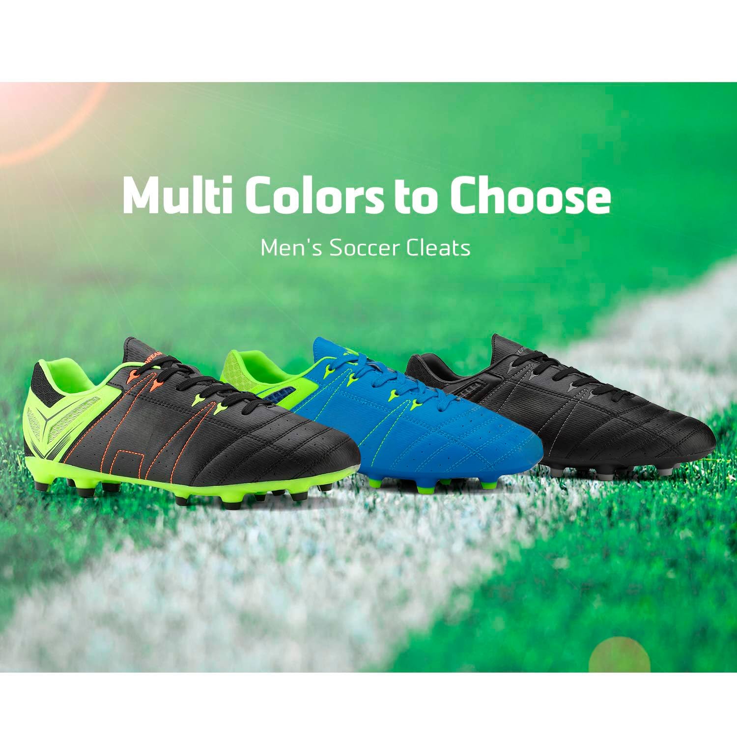 Burudani Men's Soccer Cleats Firm Ground Grass Shoes photo 6