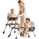 thumbnail image 1 of Juego de Mesa y Silla para Niños 3 En 1, Asiento Elevador Convertible para Comer con Respaldo Ajustable en 3 Posiciones, Bandeja Extraíble, Ruedas Giratorias de 360 Grados, 64 * 75 * 97cm (Gris), 1 of 9