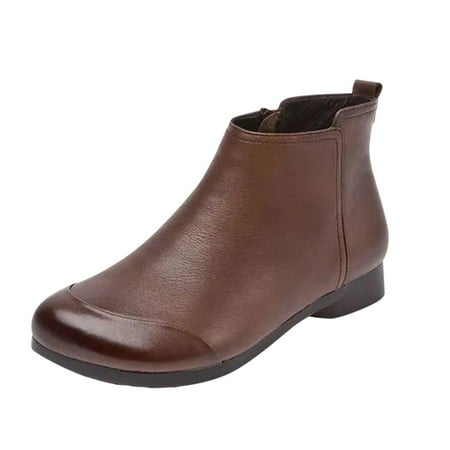 

Boots Women s Shoes Breathable Chunky High Heels Retro Zipper Short