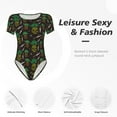 thumbnail image 6 of Fotbe Pineapples Women's Crew Neck Short Sleeves Bodysuit Tops Round Neck Slim Sleeveless Soft Comfortable Basic-Large, 6 of 9