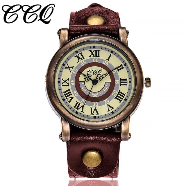 Reloj de cuarzo para mujer, relojes para mujer CCQ, reloj de pulsera analógico con correa de cuero y cuarzo informal para mujer, reloj de acero inoxidable