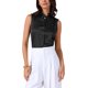 thumbnail image 1 of INSPIRAR CHIC Blusa de Satén para Mujer Elegante Sin Mangas con Pliegues Cuello Mock con Volantes Sólido Blusa de Trabajo Top de Seda L Negro, 1 of 6