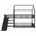 thumbnail image 6 of Bellemave Bunk Bed with Slide and Stairs, Metal Twin Over Twin House Bunk Bed Frame with Storage Shelves, Floor Low Bunk Beds for Bedroom (Black), 6 of 8