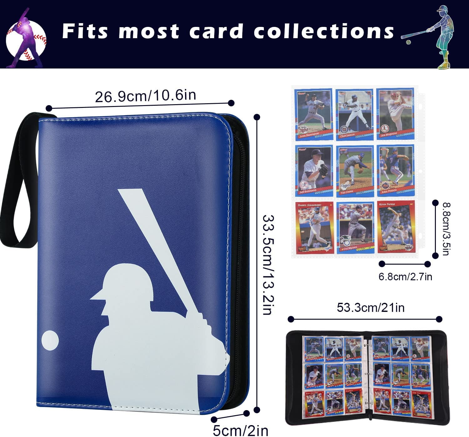 Clackibukvyz Card Binder 9 Pocket, Trading Card Binder for up to 900 Cards, Load Baseball Cards