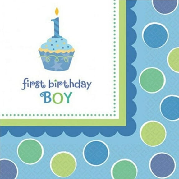 Cupcake 1St Birthday Boy Luncheon Napkins (36 Count) - Party Supplies
