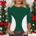 thumbnail image 2 of Womens Color Block Tops 3/4 Sleeve Shirts Crew Neck Slim Fit Shirts Spring Fashion Breathable Blouses Casual Blouses Shirts Beach Vacation Fall Clothes 2026, 2 of 7