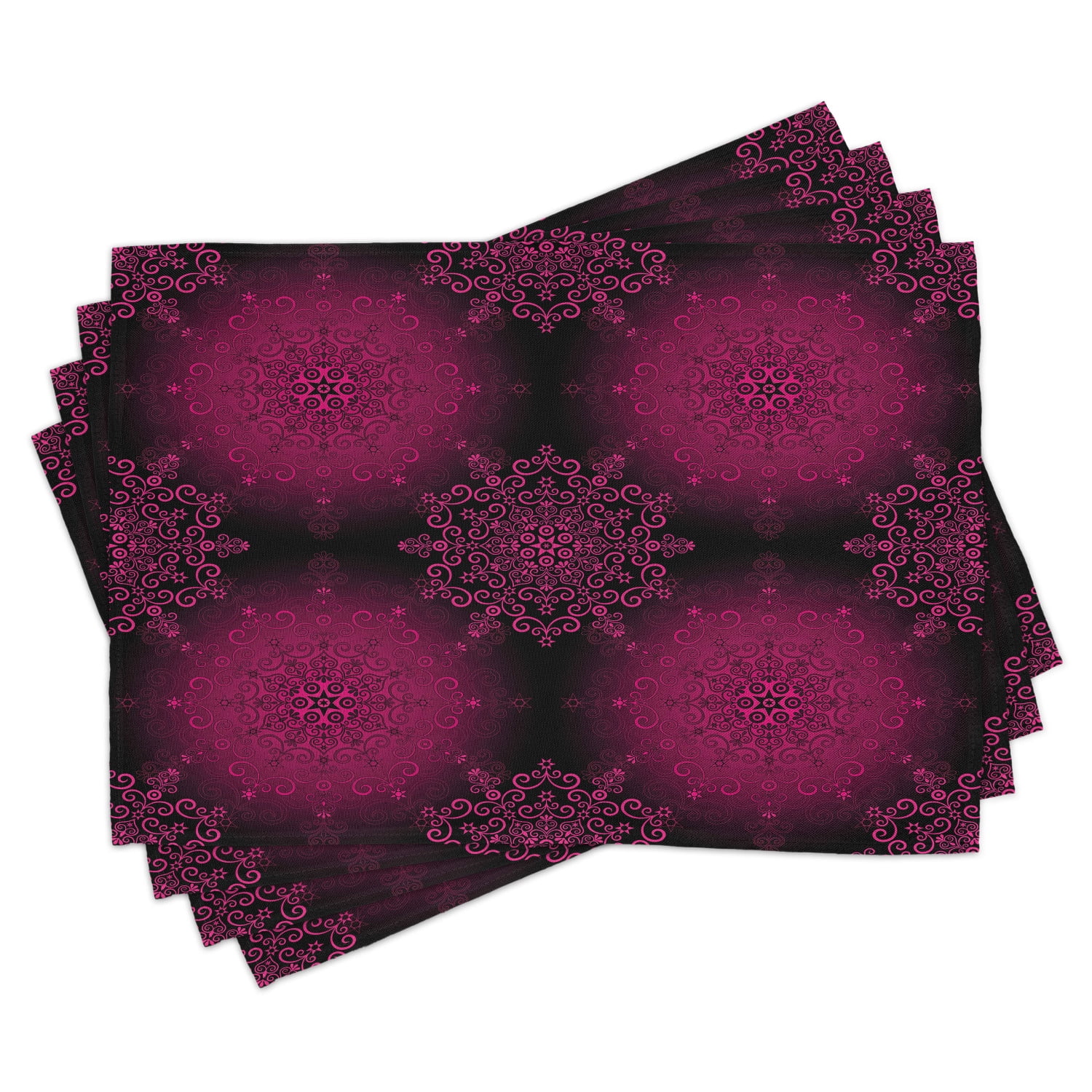 Purple Mandala Placemats Set of 4 Psychedelic Stylized Digital Ethnic