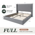 thumbnail image 3 of Amolife Full Size Lift Up Hydraulic Storage Bed Frame, Platform Bed with Upholstered Wingback Headboard with Vertical Channel Tufting, Gray, 3 of 9