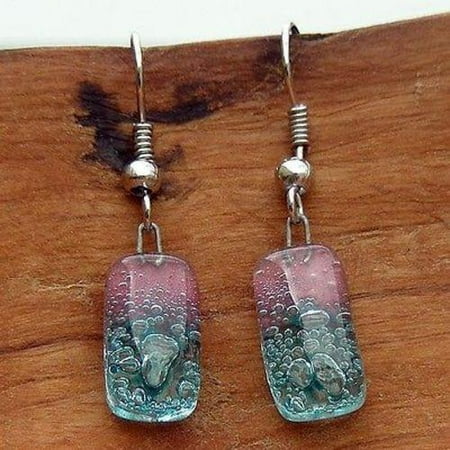 Bubble Glass Pipe - Pink and Blue Bubble Small Glass Earrings - Tili Glass