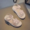 thumbnail image 2 of ZACPNCV Girls Sandals Flower Girls Dress Shoes Open Toe Little Kid Summer Flats Pink 4.5-5 Years, 2 of 7