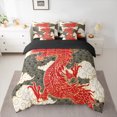 thumbnail image 2 of Homewish Cartoon Chinese Dragon Twin Bedding Sets 7-Piece for Adult, Stripes Cloud Bedding Comforter Set, Vintage Japanese Style Reversible Sheet Sets, Super Cozy Room Decor, 2 of 7