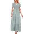 thumbnail image 1 of LUSMAY Women's Summer Casual Floral Print Party Wrap Maxi Dresses Short Sleeve A Line Long Tiered Sun dress, 1 of 7