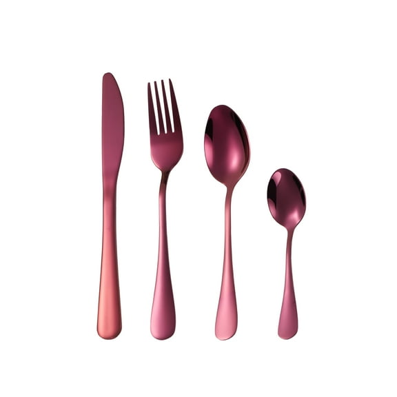 Namzi Flatware Sets Stainless Steel Silverware, Modern Cutlery Set & Utensil Set, Household Knife Fork Spoon for Home Kitchen Dining,16 Piece Purple