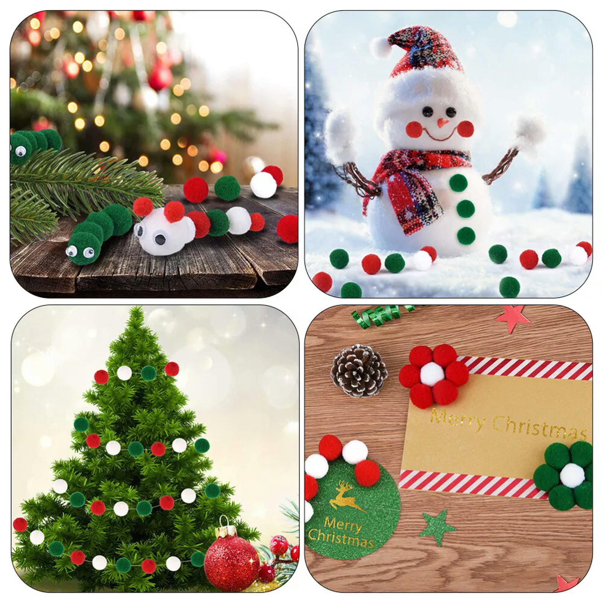 HOOUN 1000 Pcs Party DIY Props Christmas Pom Poms Xmas Tree Pompoms Balls