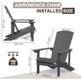 thumbnail image 3 of Royalcraft Adirondack Chairs Set of 4, Outdoor Weather Resistant Plastic Fire Pit Chairs, 350 LBS Patio Adirondack Chair for Easy Assembly, Grey, 3 of 8