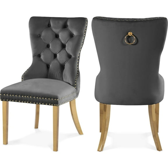 Meridian Furniture Carmen Grey Velvet Dining Chairs (Set of 2)
