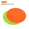 thumbnail image 3 of Uxcell 4pcs Silicone Trivet Mat Drain Placemat Thermal Insulation Non-slip Table Pad-Green+Orange, 3 of 5
