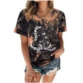 thumbnail image 2 of Blusa de manga corta con cuello redondo y estampado de lazo suelto para mujer Pompotops hfajkhk140588, 2 of 9