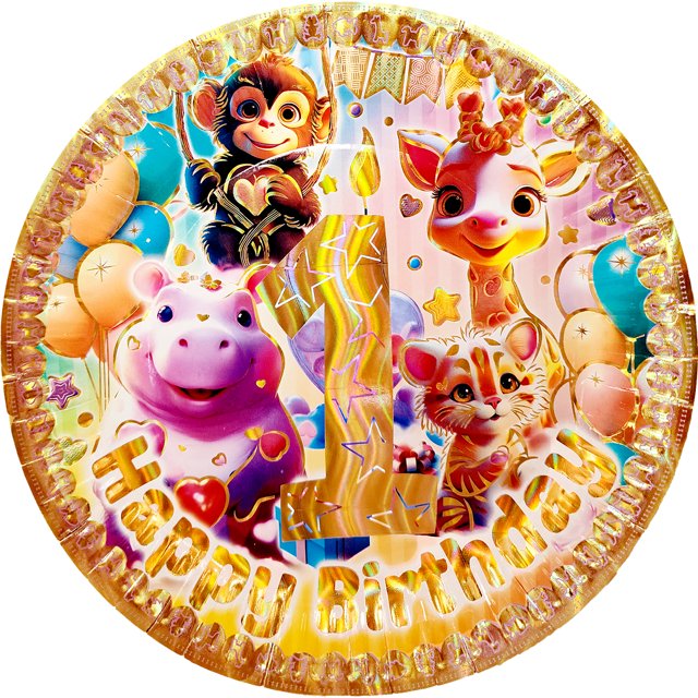 24 Pz Plato Cartón Premium Pastelero Fiesta De Cumpleaños Felicidades 1