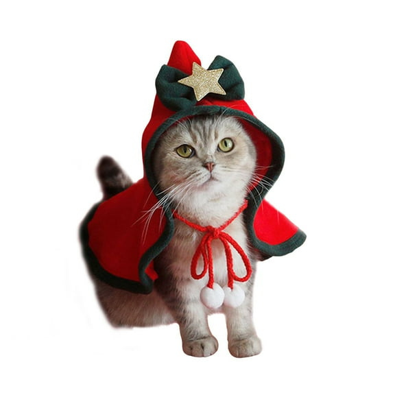 BT Bear Christmas Cat Costume, Red Cosplay and Christmas Puppy Dress, Cat Dressing Up Cloak Pet Costume Cape for Cats Small Dogs S