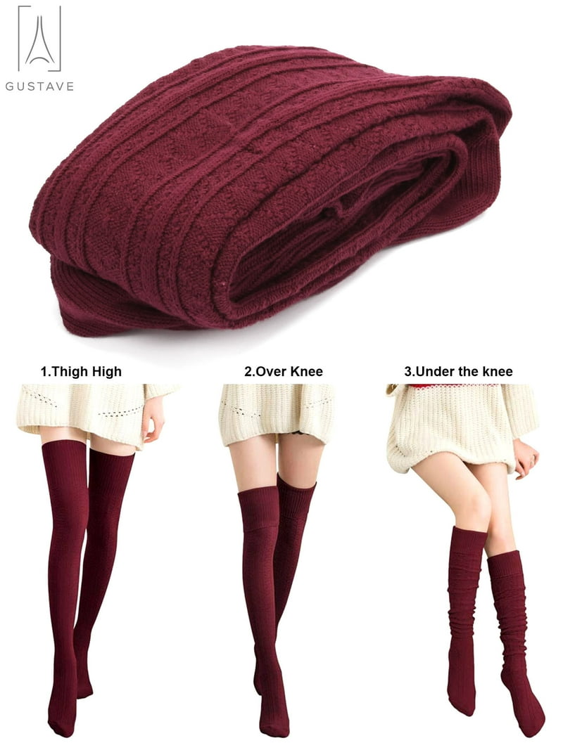Gustave Pairs Extra Long Cotton Thigh High Socks, Winter Warm