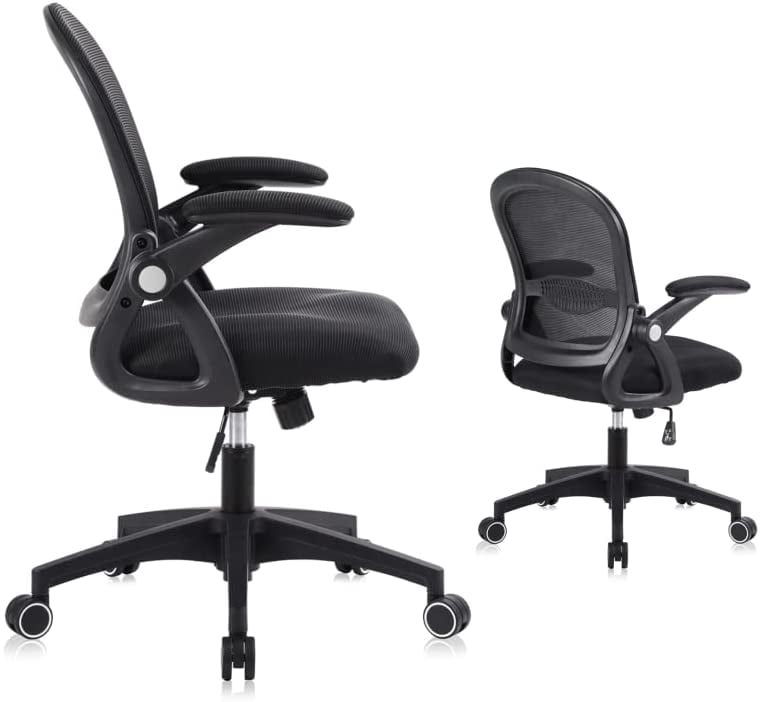 Black/Bai GERTTRONY Office Chair Ergonomic Task Chair with Lumbar Support Mesh Computer Chair with Flip up Armrests for Home Office Swivel Executive Desk Chair for Conference Room 