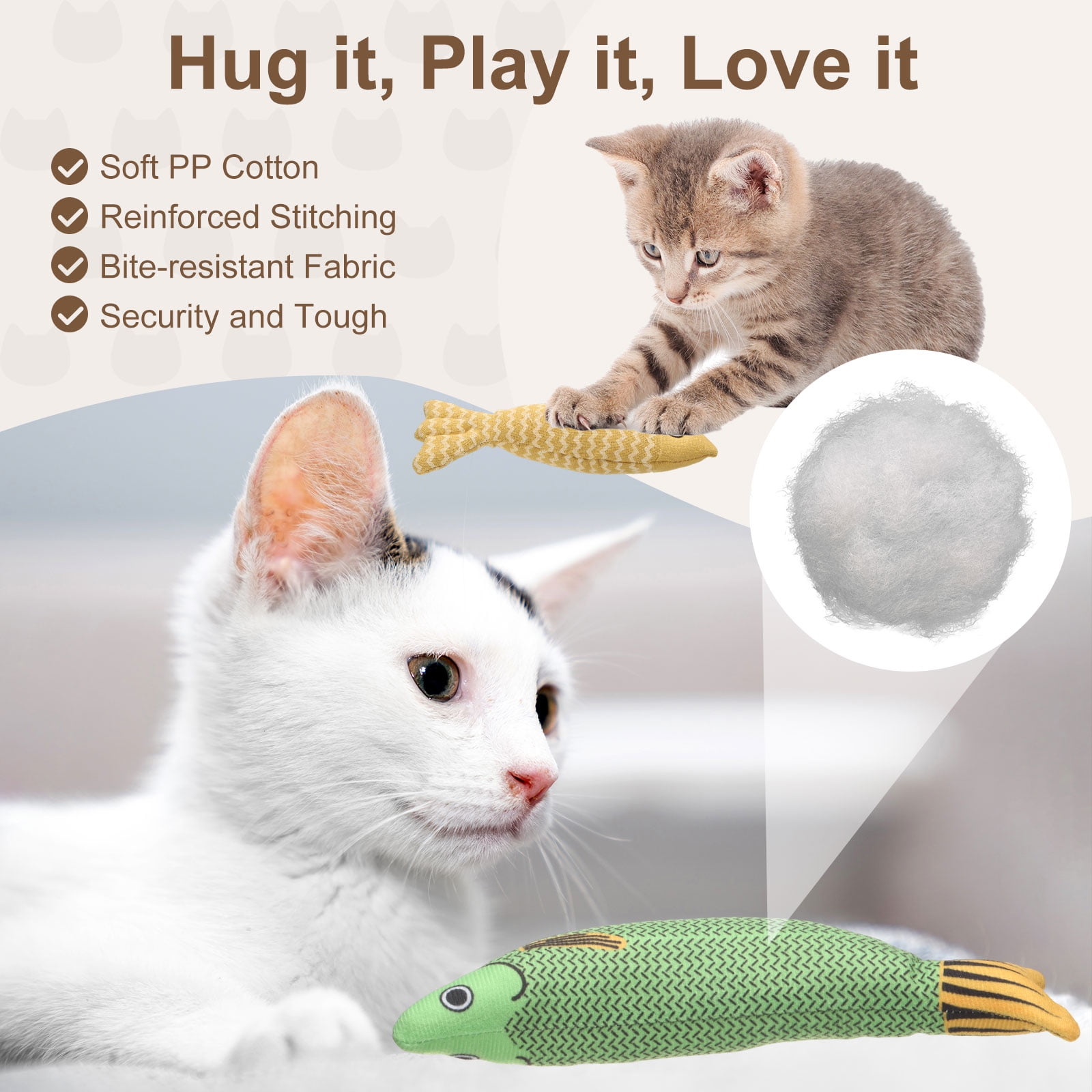 Uxcell Bite Resistant Catnip Playing, Durable and Interesting, Simulated Fish Cat Teeth Chew Playing Catnip Filled (8 Color, 7 Pcs), Intended for Bedroom / Balcony (3 Types)