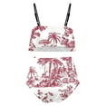 thumbnail image 4 of TrendVibe365 Bikinis for Women 2 Piece Shorts Red 2 Piece Swimsuits High Waist Thong Adjustable Shoulder Strap Ruffles Bandeau Bathing Suits Floral Swimwear Beachwear M, 4 of 4