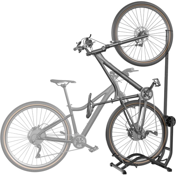 PEGZONE Bike Floor Stand, Vertical and Horizontal Bicycle Rack, 77 lb Capacity, Adjustable Freestanding Bike Storage for 20 to 29 in Wheels, Indoor Garage Storage, Black