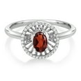 thumbnail image 2 of Gem Stone King 925 Sterling Silver Red Garnet Ring for Women (1.05 Cttw, Oval 6X4MM, Gemstone January Birthstone, Size 5), 2 of 3