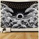 thumbnail image 1 of Tapiz de pared con mandala de 148 x 200 cm, tapiz de olas grandes con puesta de sol, tapiz de océano en blanco y negro para colgar en la pared para sala de estar y dormitorio, 1 of 5