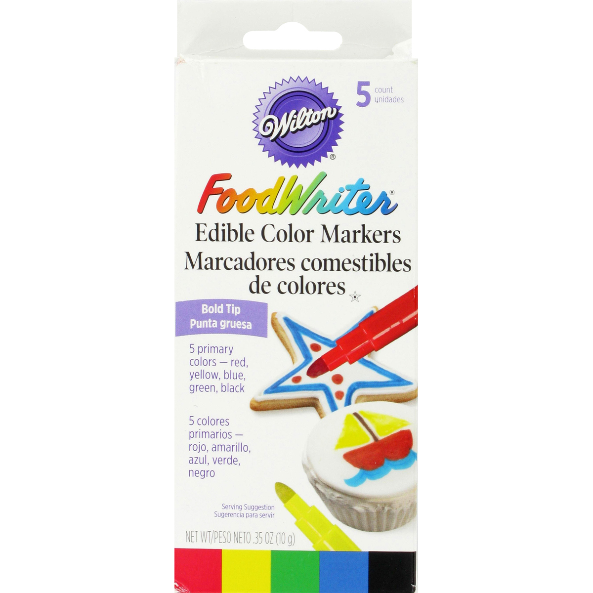 Wilton FoodWriter Color Bold Tip Edible Markers, 5Piece