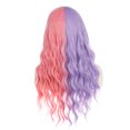 thumbnail image 5 of RightOn 27" Purple Pink Wig Long Curly Wig with Bangs Women Girls Half Purple Half Pink Wig with Rose Wig Cap, 5 of 7