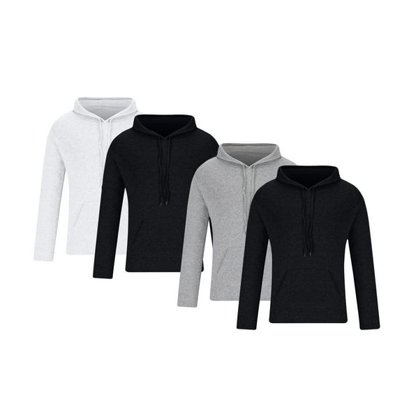 GigrtiJin 4pc Men's Hooded Sweatshirts Pullover Long Sleeves Casual Hoodies Solid Color Sweatshirt with Pocket