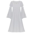 thumbnail image 5 of Haitryli Girls Medieval Princess Dress Renaissance Costume Long Bell Sleeve Maxi Gown Halloween Party White 16, 5 of 7