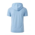 thumbnail image 6 of VBTAPA Men's Cotton Linen Outfits Short Sleeve Hooded Hippie Shirt and Cargo Shorts Casual Track Suit Sets Summer Beach Vacation Set Sky Blue XL, 6 of 8