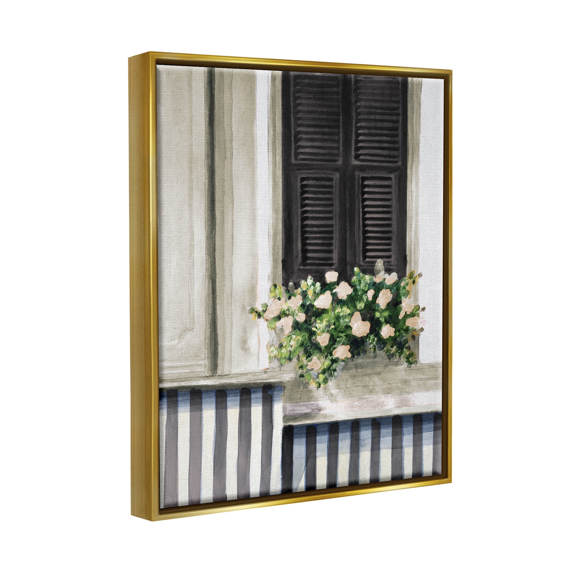 Stupell Industries Window Flower Bouquet Painting Metallic Gold Floating Framed Canvas Print Wall Art, Design by Lanie Loreth