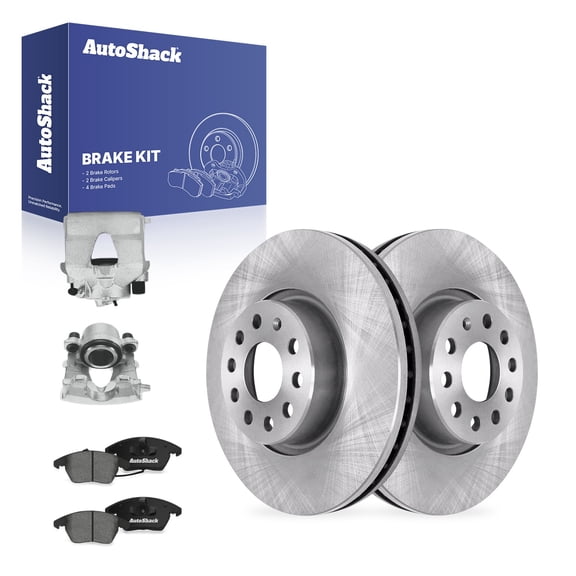 AutoShack Front Vented Brake Rotors   Premium Ceramic Pads   Calipers 8-PC Brake Kit Replacement for 2015 Volkswagen Jetta 2008 Volkswagen Jetta 12.28" (312 mm)