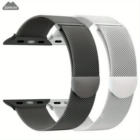 2Pack Milanese Loop for Apple Watch Band 40mm 41mm 38mm 44mm 45mm 49mm 42mm iwatch band Women Men,Stainless Steel Mesh Magnetic Strap for Apple watch Ultra/2 Series 9 8 7 6 5 4,SE 2nd Generation