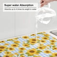 thumbnail image 5 of Honeii Blue White Plaid Sunflower print Super Absorbent Coffee Bar Mat Hide Stain Coffee Maker Mat for Countertops Coffee Pot Dish Drying Mat for Kitchen Counter, 5 of 7
